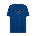 BALMAIN FLOCKED TSHIRT - BLUE