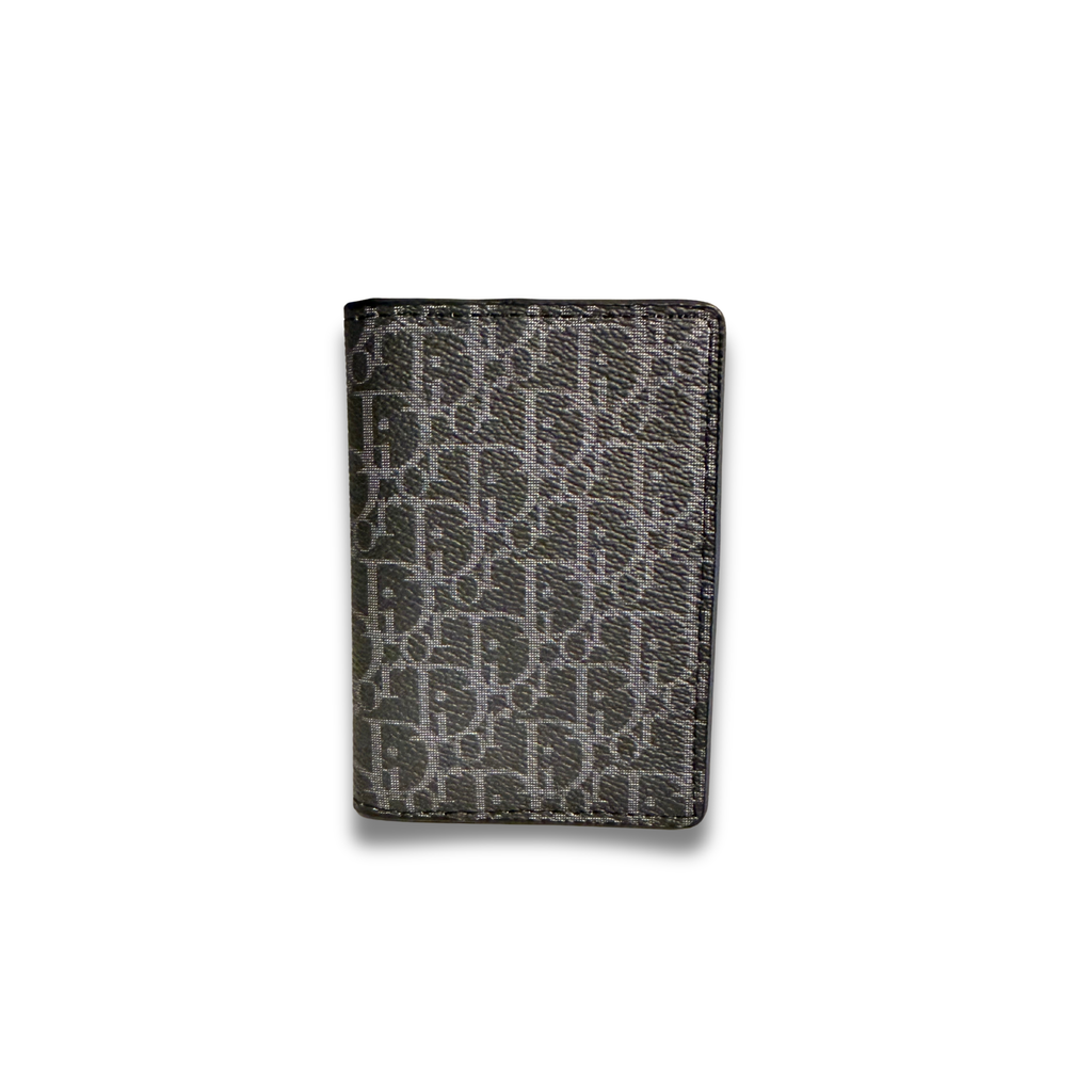 DIOR LEATHERETTE FLIP CARD HOLDER - BLACK