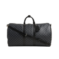 LOUIS VUITTON KEEPALL BANDOULIERE DAMIER GLOSS DUFFEL BAG - BLACK