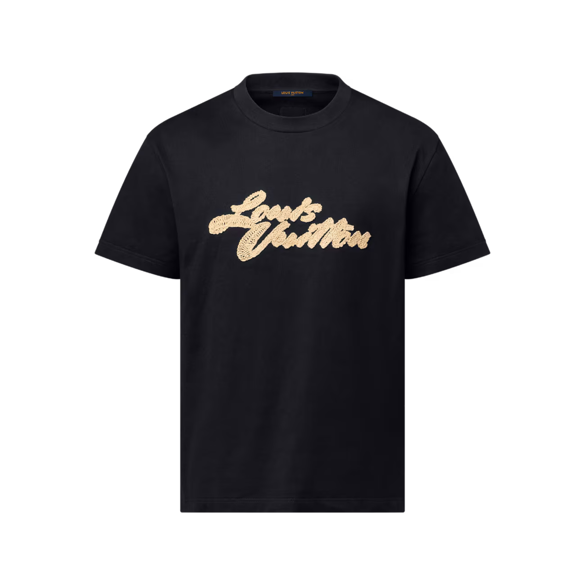 LOUIS VUITTON EMBROIDERED SIGNATURE TSHIRT - BLACK