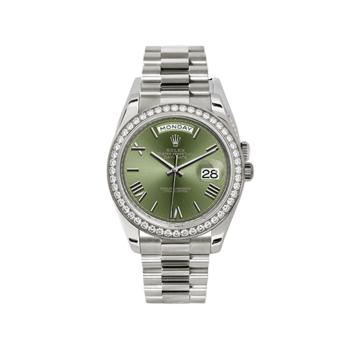 ROLEX DAY DATE 40 DIAMANTE OLIVE DIAL