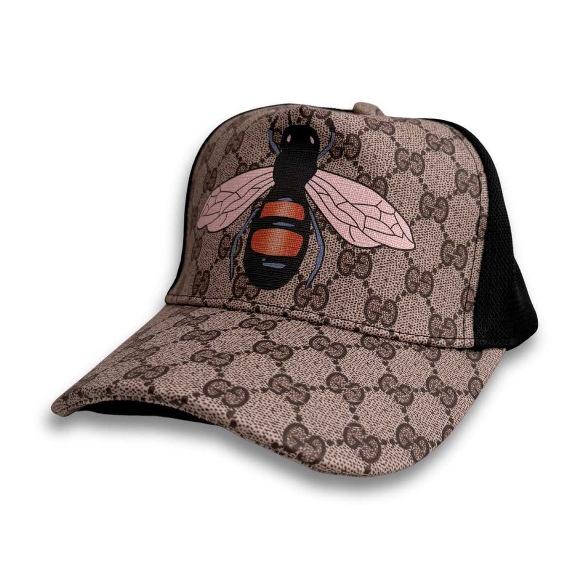 GUCCI GG TRUCKER BEE HAT - BROWN