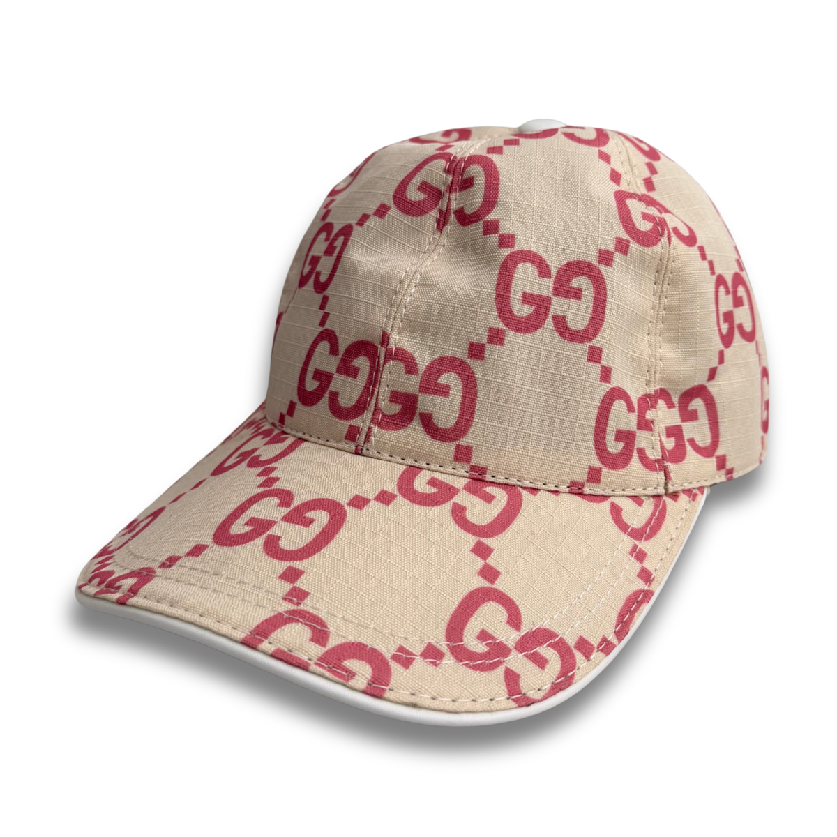 GUCCI GG STITCH NYLON HAT - CREAM/ROSE