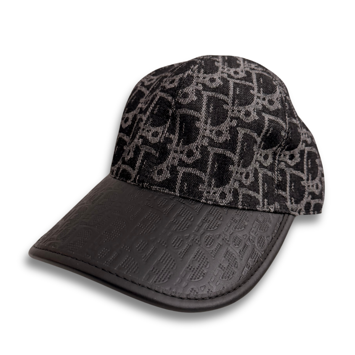 DIOR OBLIQUE LEATHERETTE MONOGRAM HAT - BLACK