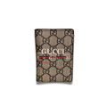 GUCCI LOGO BADGE FLIP CARD HOLDER - BROWN