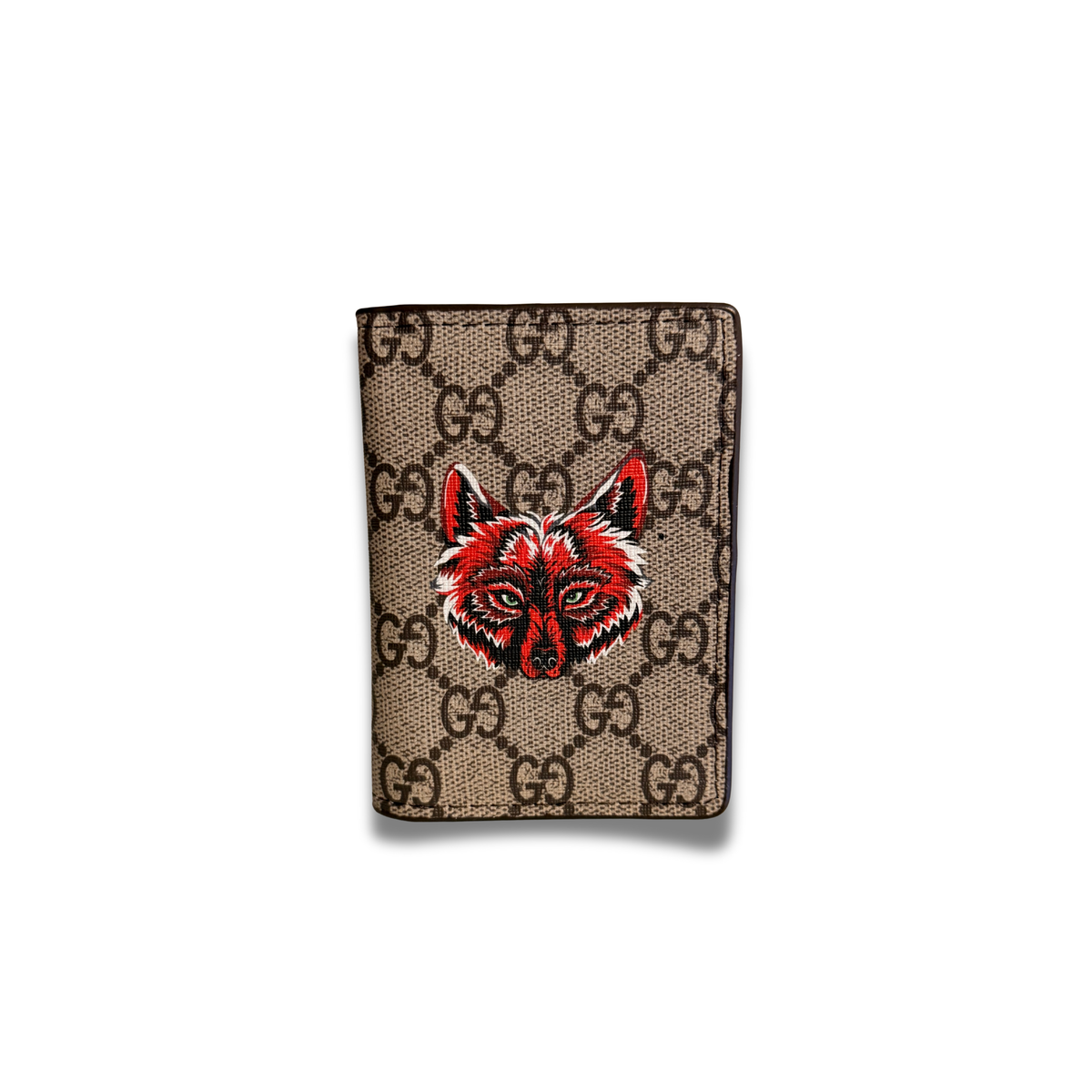 GUCCI RED FOX FLIP CARD HOLDER - BROWN