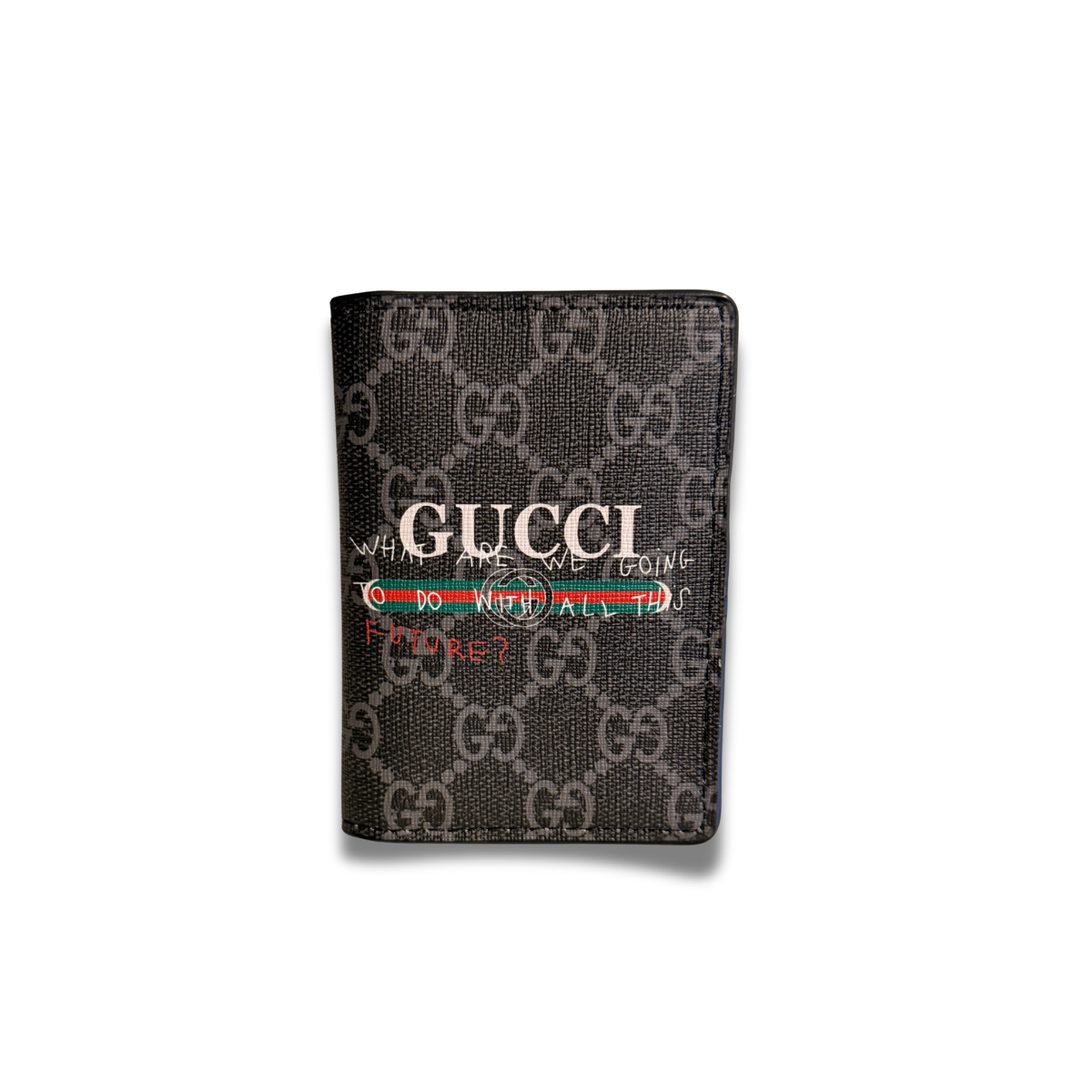 GUCCI LOGO BADGE FLIP CARD HOLDER - BLACK