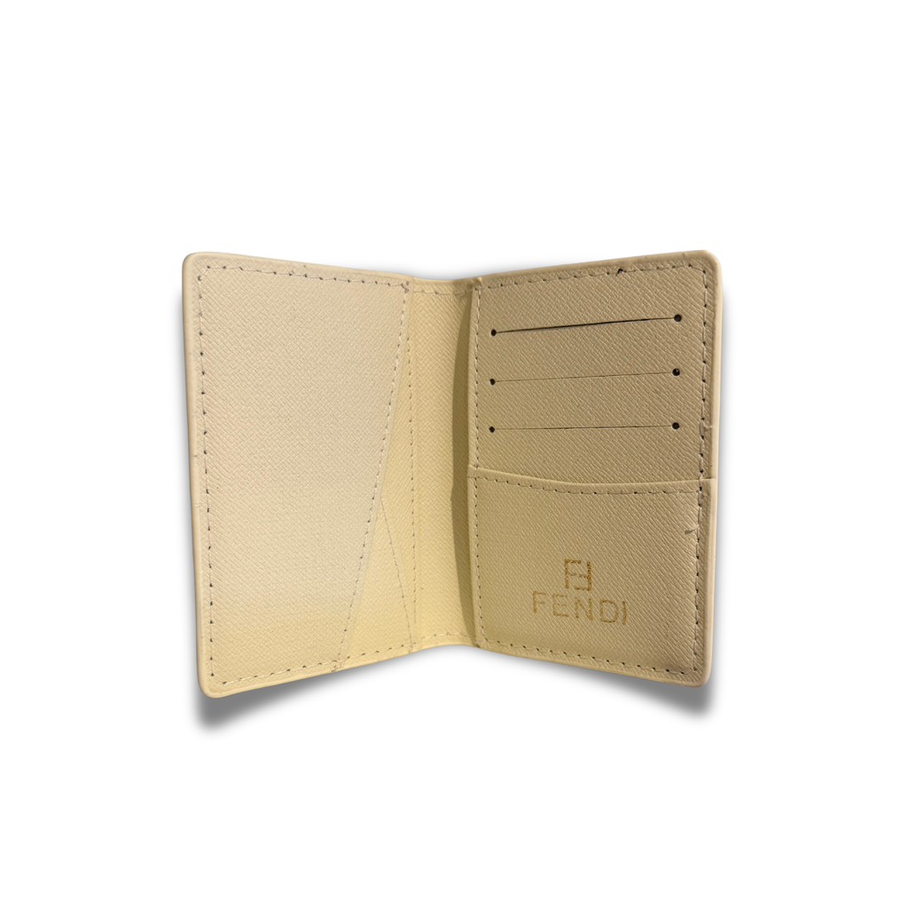 FENDI MONOGRAM FLIP CARD HOLDER - WHITE/CREAM