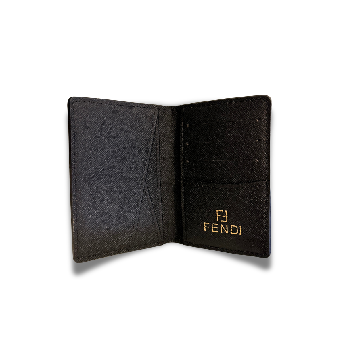 FENDI MONOGRAM FLIP CARD HOLDER - BLACK/CREAM