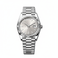 Men's Designer Watch 40MM Silver Dial Baguette Diamond Markers