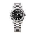 ROLEX DAY DATE 41 FLUTED SILVER BLACK DIAL