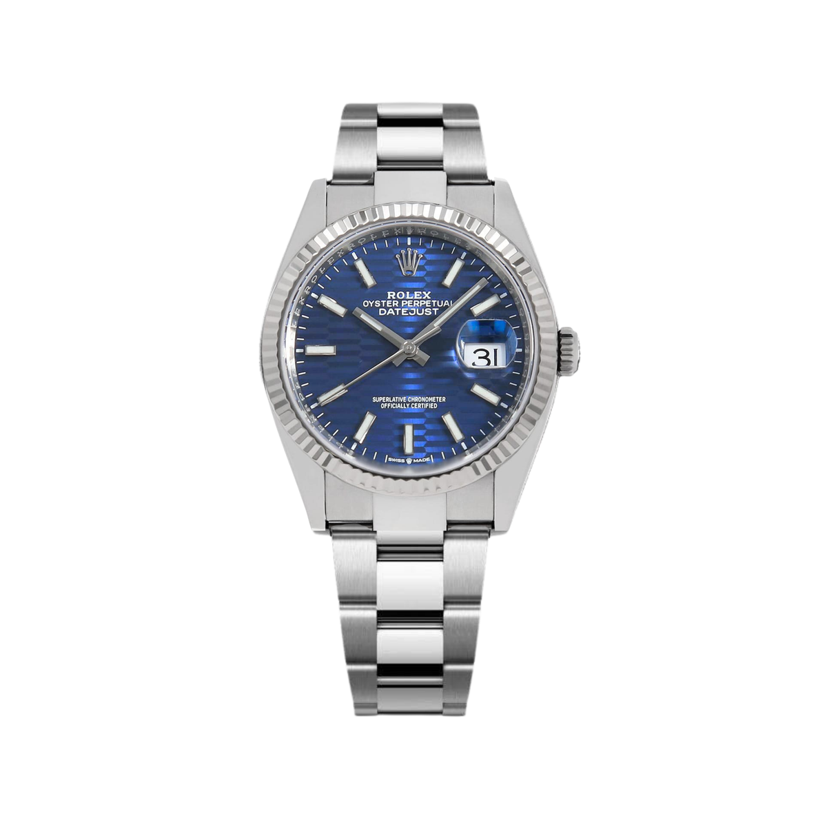 ROLEX DATEJUST 41 FLUTED BRIGHT BLUE DIAL
