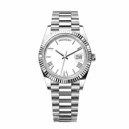 Silver/White Dial Watch – White Background