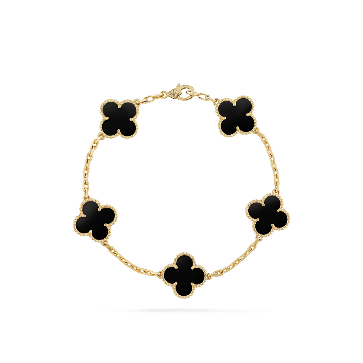 VAN CLEEF VINTAGE ALHAMBRA BRACELET SMALL PENDANTS - GOLD/BLACK