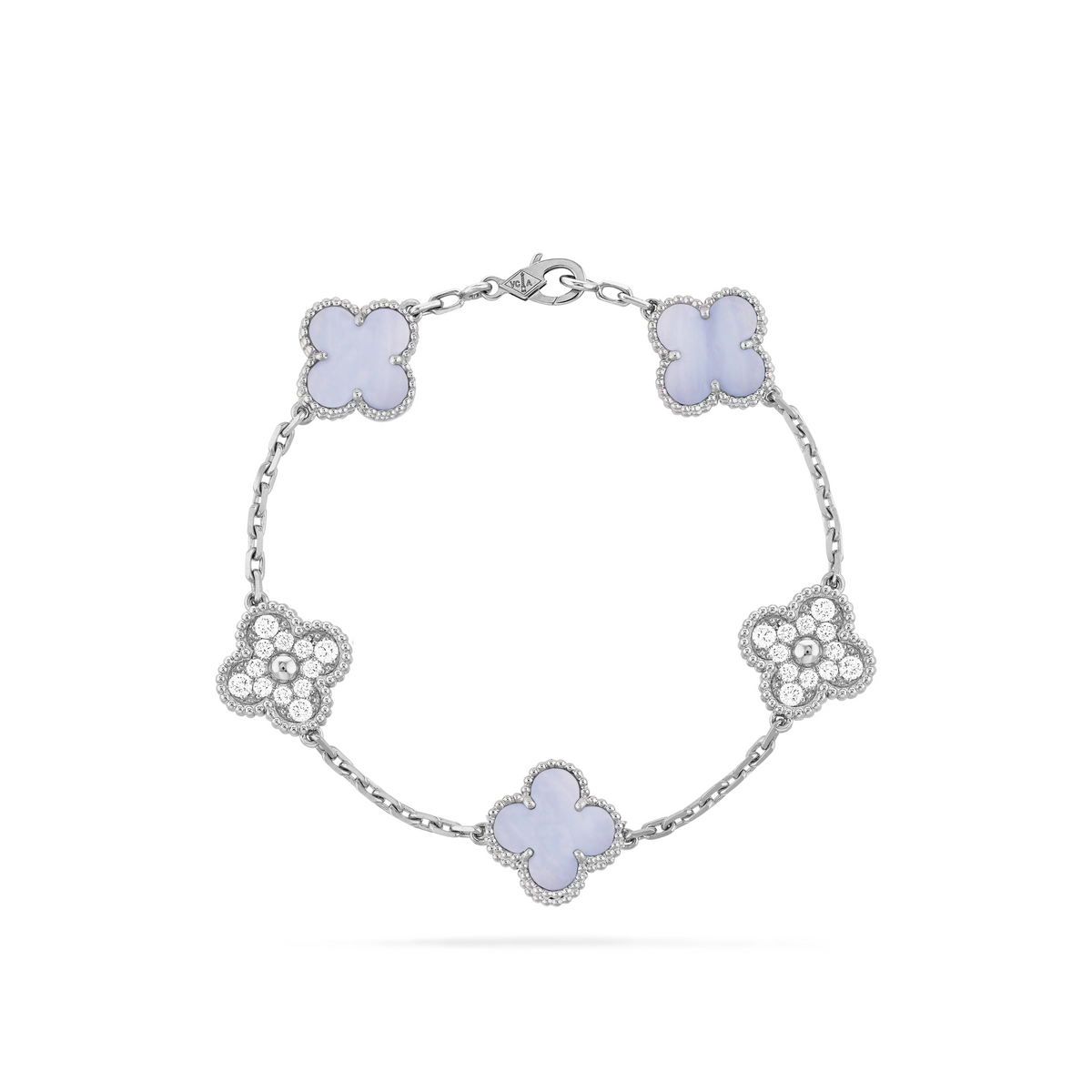 VAN CLEEF VINTAGE ALHAMBRA BRACELET - SILVER/WHITE/DIAMANTE