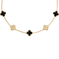 VAN CLEEF VINTAGE ALHAMBRA NECKLACE - GOLD/BLACK/DIAMANTE