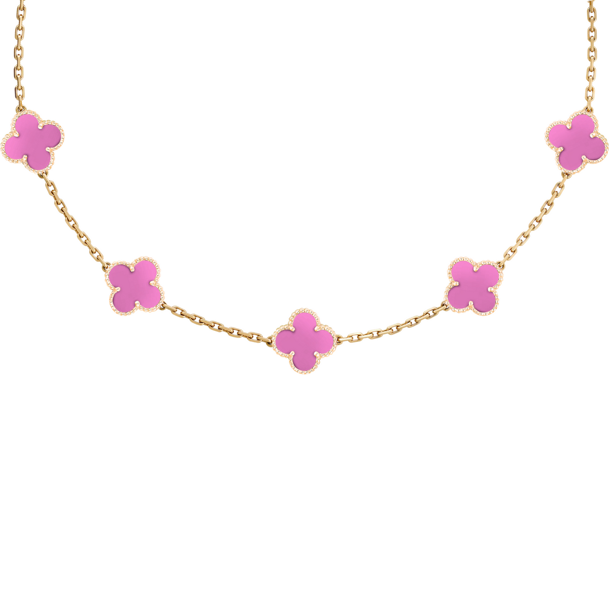 VAN CLEEF VINTAGE ALHAMBRA NECKLACE - GOLD/PINK