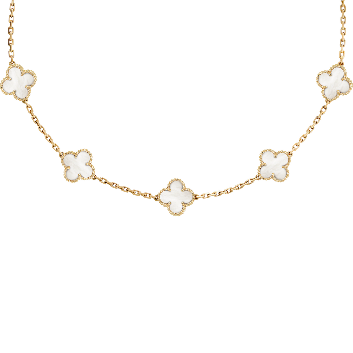 VAN CLEEF VINTAGE ALHAMBRA NECKLACE - GOLD/WHITE