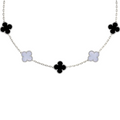 VAN CLEEF VINTAGE ALHAMBRA NECKLACE - SILVER/BLACK/WHITE