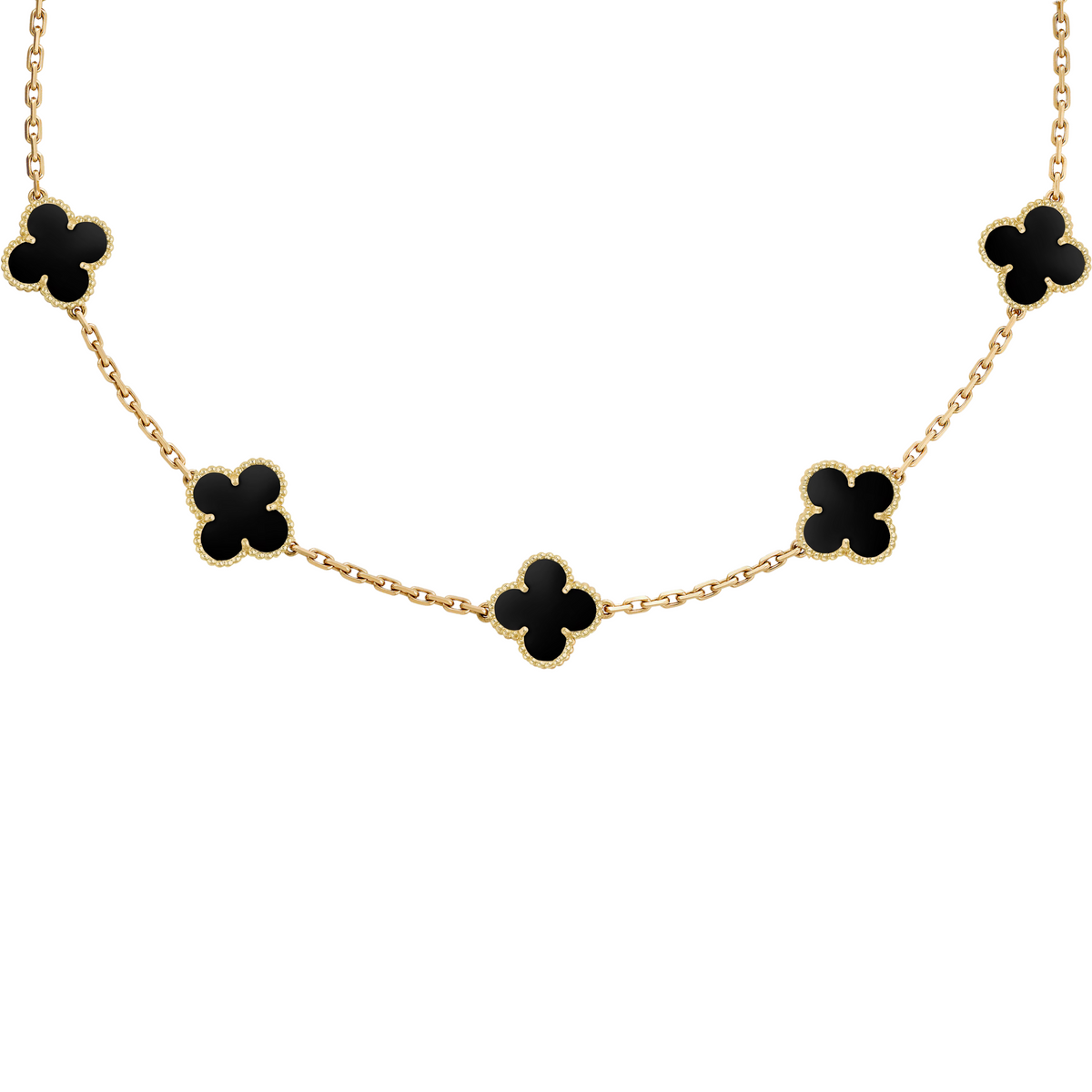 VAN CLEEF VINTAGE ALHAMBRA NECKLACE - GOLD/BLACK