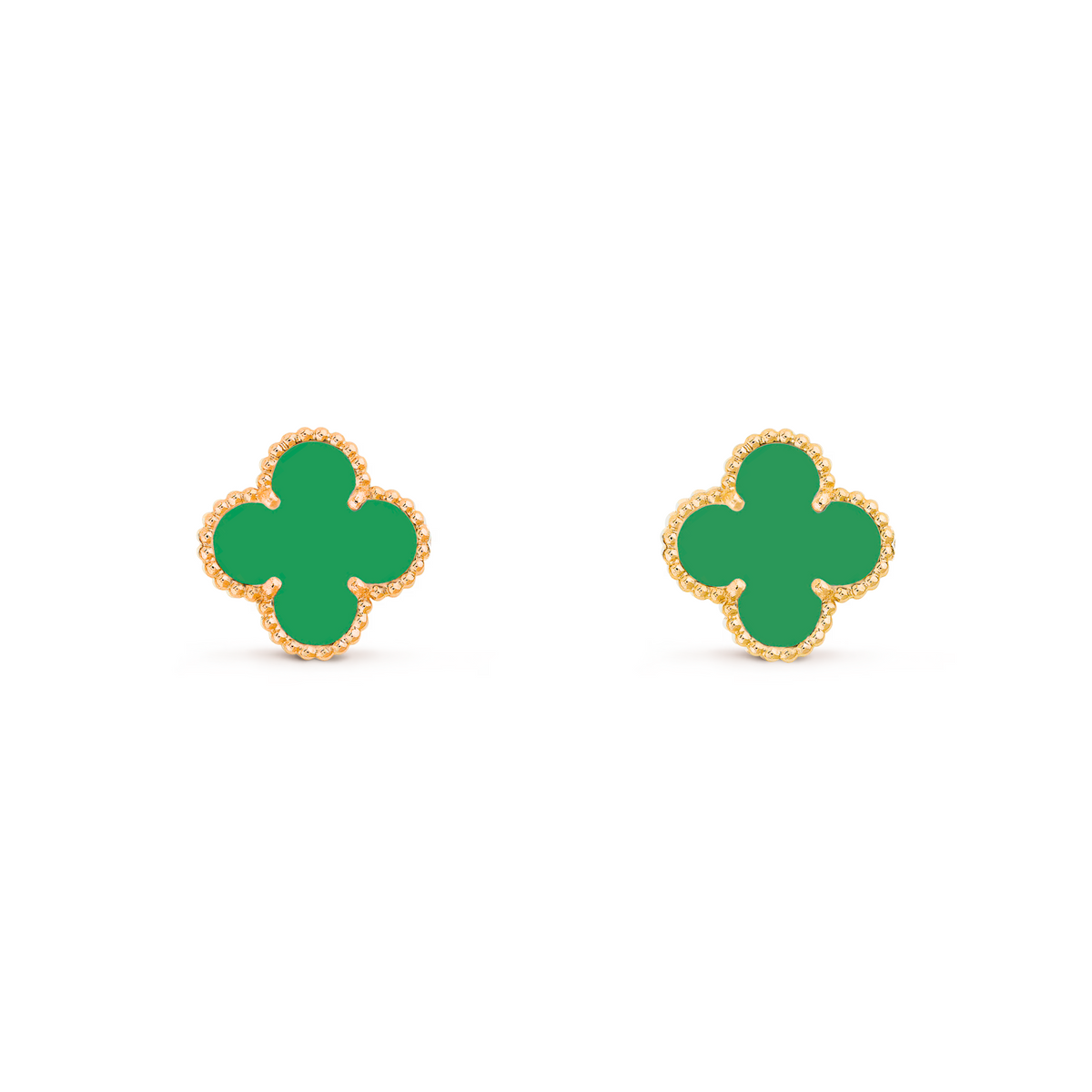 VAN CLEEF VINTAGE ALHAMBRA EARRINGS - GOLD/TRUE GREEN