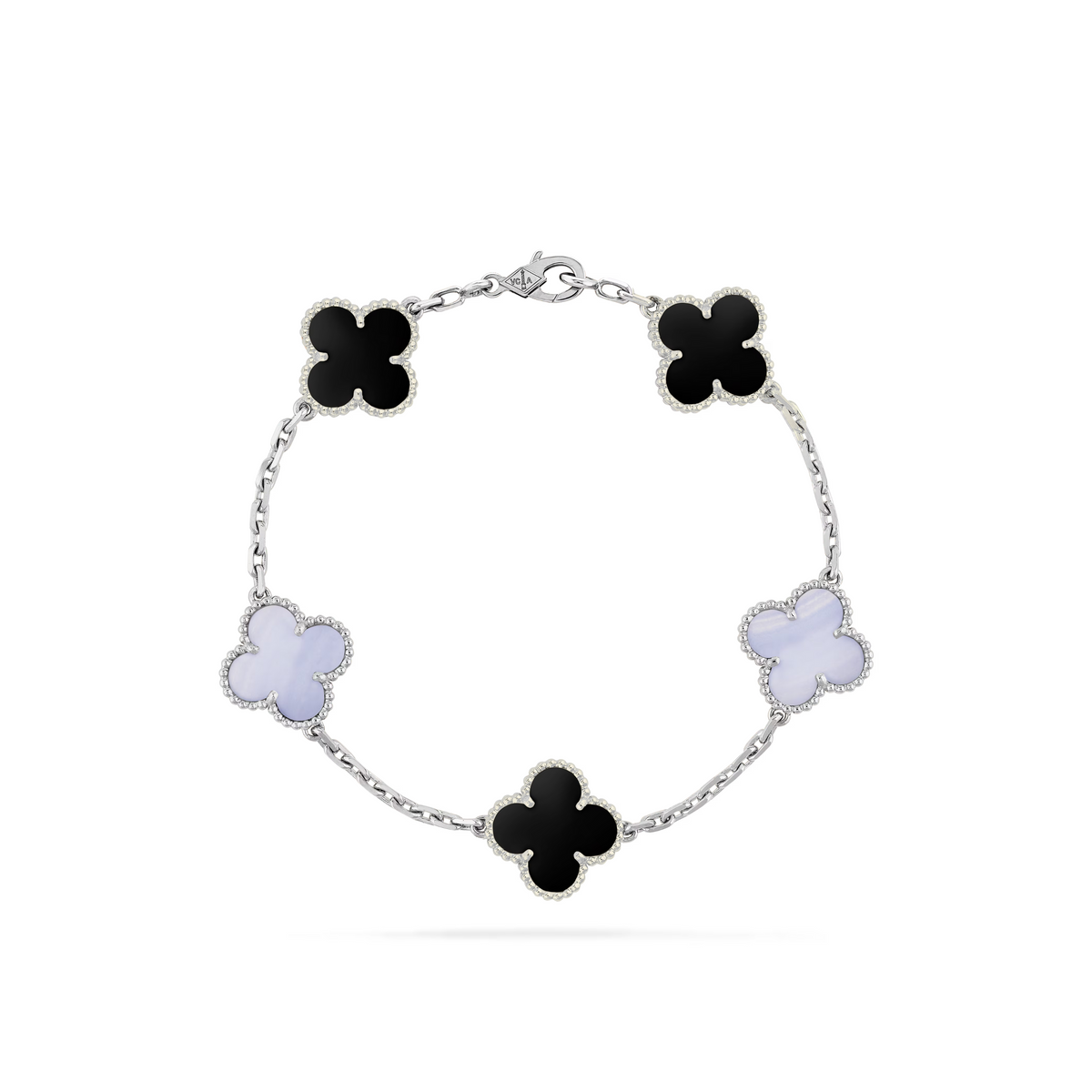 VAN CLEEF VINTAGE ALHAMBRA BRACELET - SILVER/BLACK/WHITE