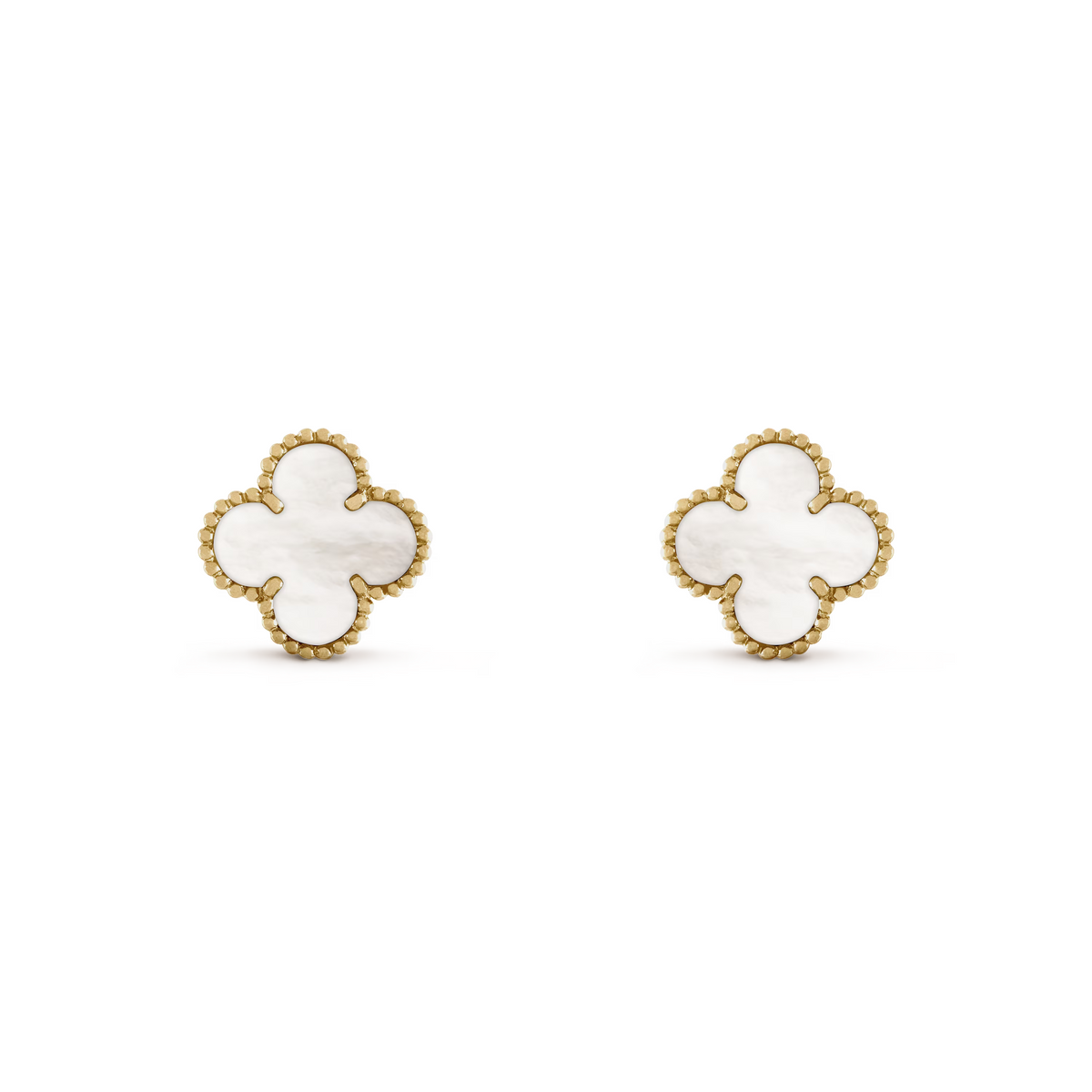 VAN CLEEF VINTAGE ALHAMBRA EARRINGS - GOLD/WHITE
