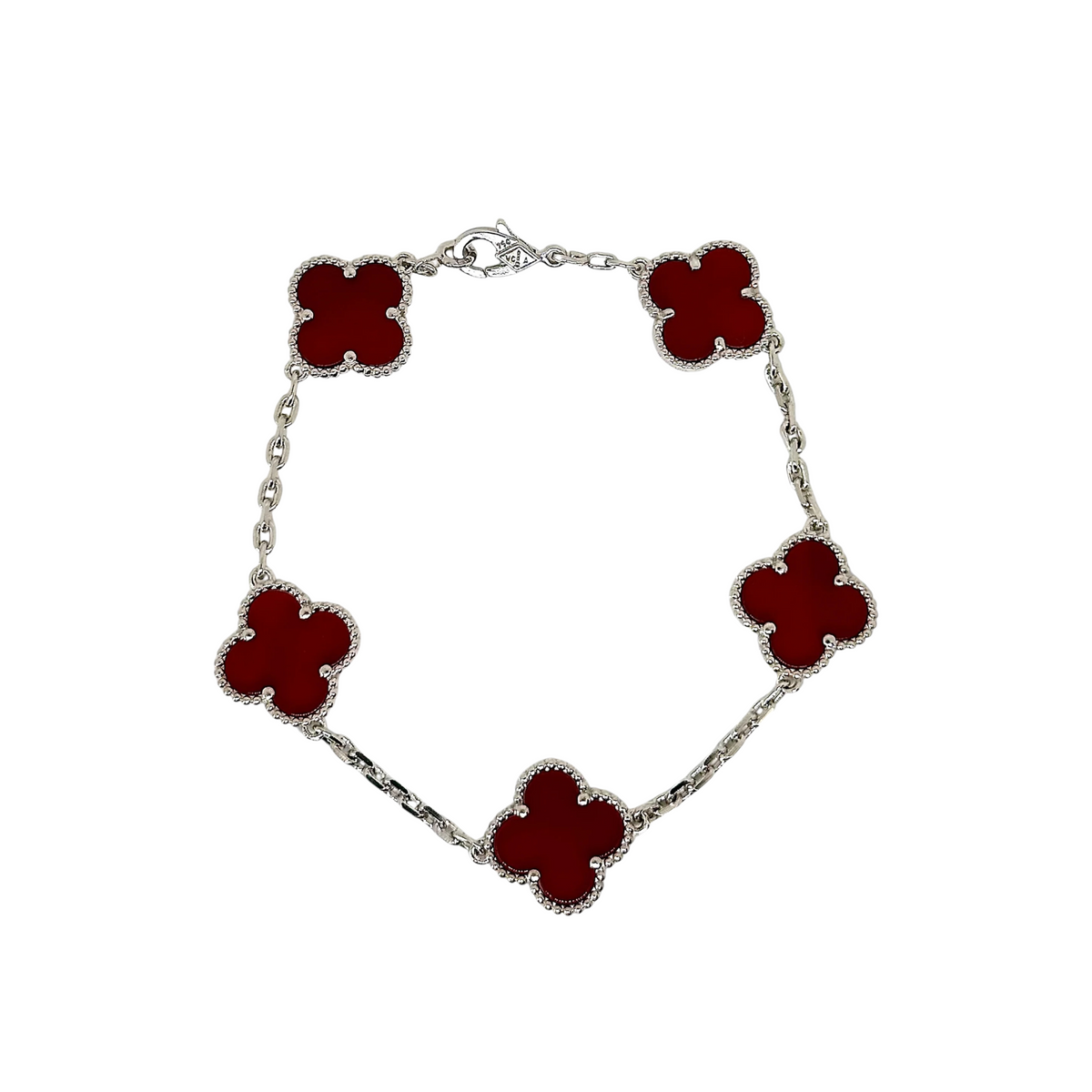 VAN CLEEF VINTAGE ALHAMBRA BRACELET - SILVER/DEEP RED